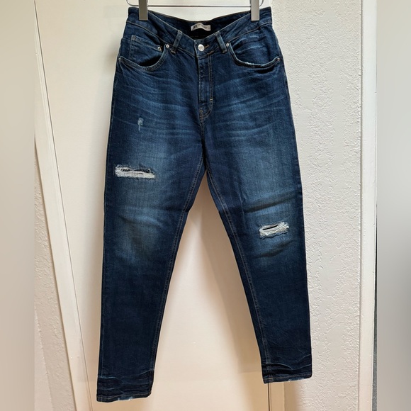 Zara Other - DARK BLUE RIPPED SKINNY JEANS - CROPPED BOOT CUT